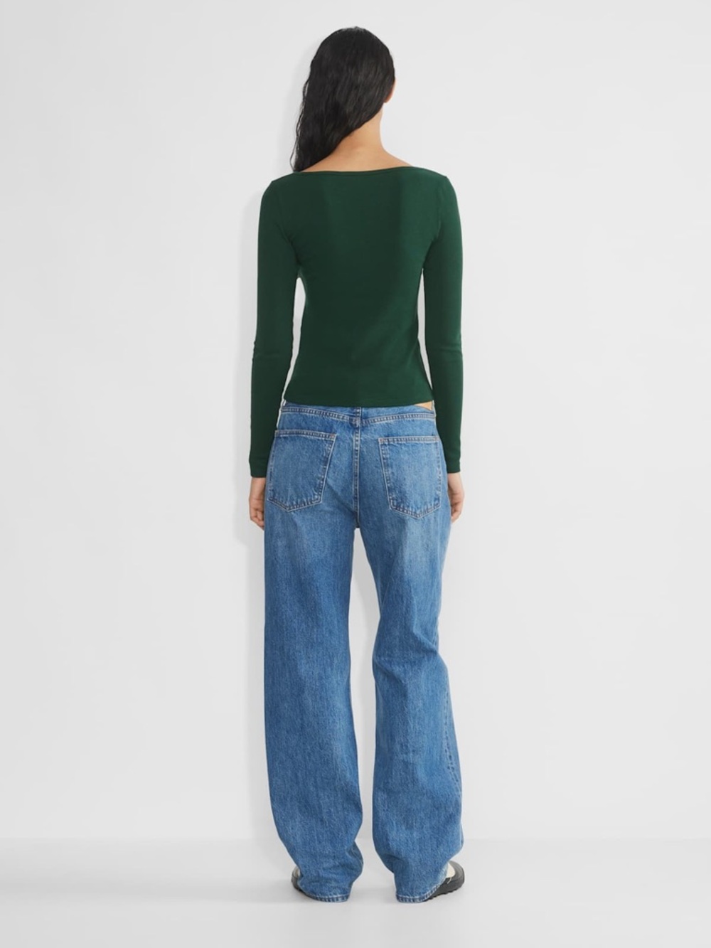 Aritzia HomeStretch™ Rib Squareneck Longsleeve Green Size Medium - Picture 3 of 8